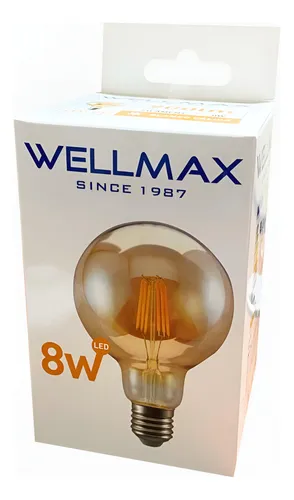 Ampolleta Led Filament Deco Globo Wellmax E27 Calida 8w G95
