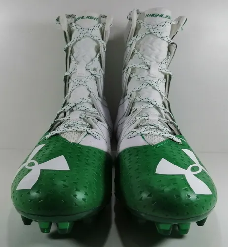 Green and white under armour highlight cleats deals
