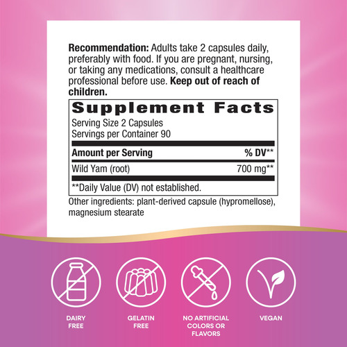 Nature's Way Wild Yam Root Apoyo Salud Mujer 180 Cápsulas