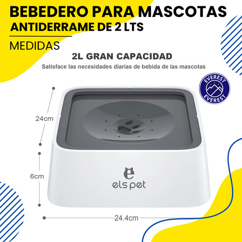 Bebedero Para Mascotas Antiderrame De 2 Lts Tazón Perros