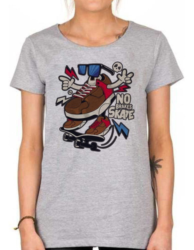 Remera De Mujer No Brakes Skate Zapatilla Con Gafas