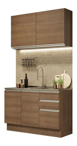 Cozinha Compacta Madesa Glamy 120003 C Armá Balcão S Tampo R Cor Rustic
