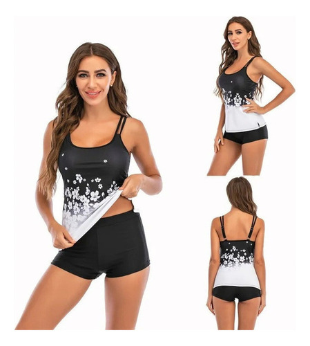 Traje De Baño Tankini Conjunto De Dos Piezas Estampado