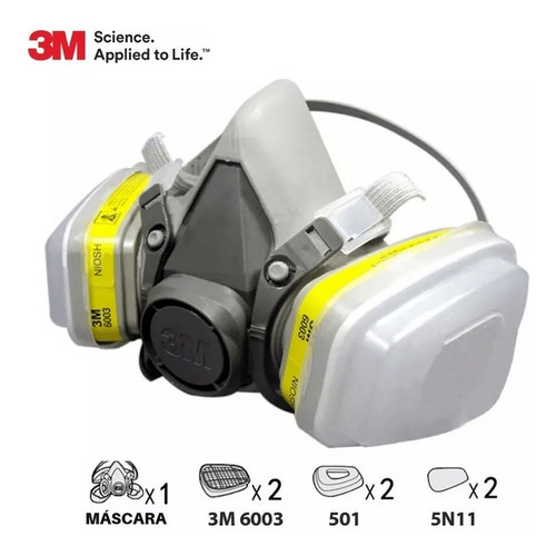 Kit Respirador 3m 6200 Mc Filtro Pinturas, Gases Particulado