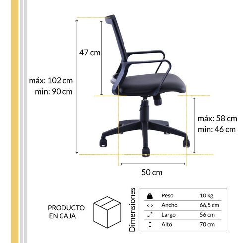 Silla De Escritorio Negra Gerencial Rolic Link Respaldo Mesh