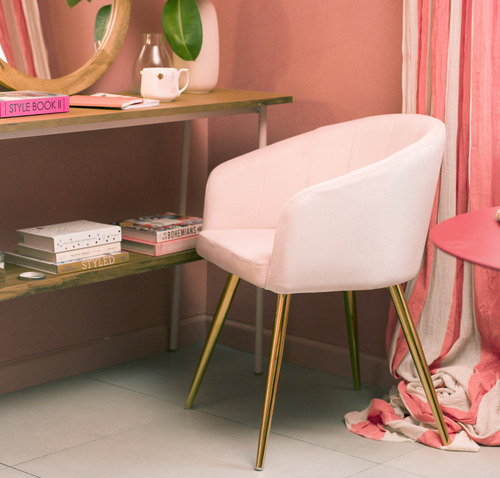 Zamibia Silla Beirut Pana Terciopelo Moderna Sybil Thea Asiento Rosa Claro