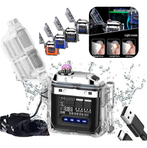 Isqueiro Plasma Usb Recarregavel A Prova D'agua Com Lanterna