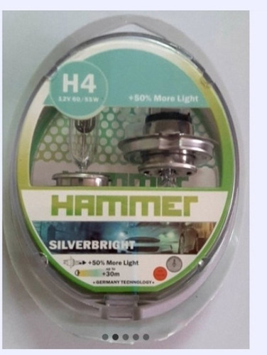 Bombillos H4 12v 60/55w Hammer Silverbright 50% Mas Luz + 30