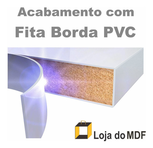 Bancada Com Passa Fio Mdf 15mm Branco 194x50cm Home Office