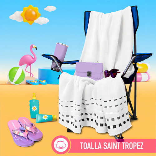 Toalla Baño Completo Alberca 100% Algodón Egipcio Suave Color Blanco Liso