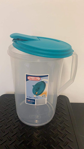 Jarra Redonda 1gal, Base Transp. Tapa Azul