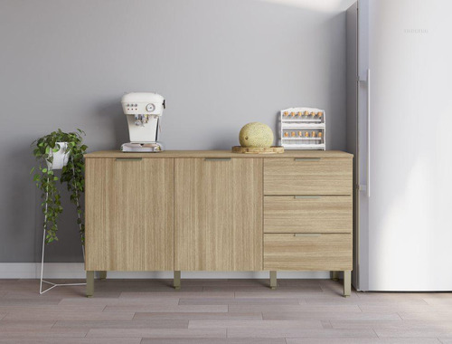 Balcão Cozinha 160cm 2 Portas 3 Gaveta Com Tampo Glam Kits
