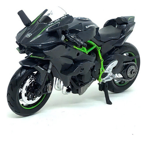Coleccion Escala Moto Juguete H2r Con Luz Y Sonido Base 22cm Color 1:10 H2r