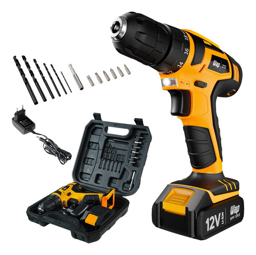 Furadeira parafusadeira sem fio de 10mm Wap BPF 12K3 12V + acessório 110V/220V