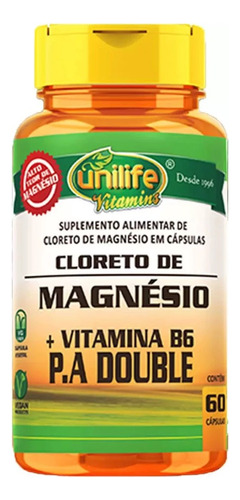 Magnesio + Vitamina B6 Concentrado Unilife 60 Cápsulas 