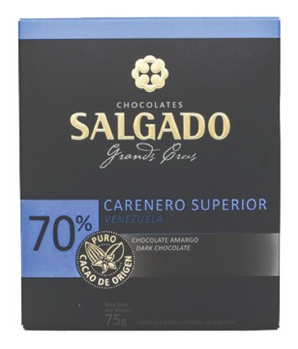 Chocolate Salgado Carenero Superior 70% Cacao Amargo 75 Grs