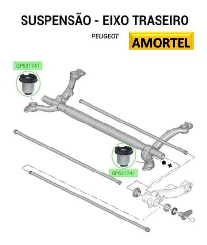 Imagem 6 de 8 de Kit 4 Buchas Do Eixo Quadro Traseiro Peugeot 206 / 207
