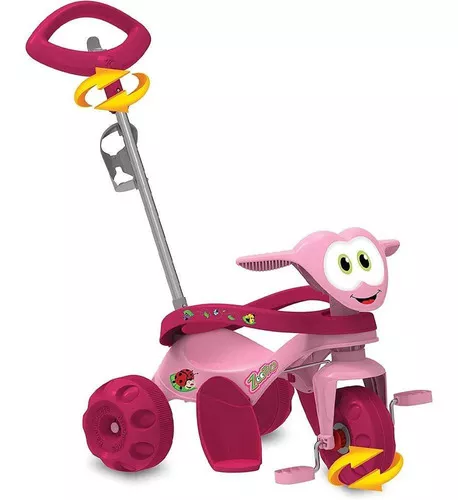 Triciclo Infantil Bandeirante - Velobaby - Passeio e Pedal - Rosa