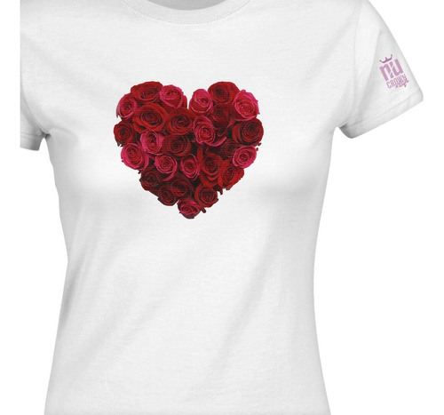 Camisetas Mujer Blusa Dama Corazón De Rosas Idk Inp