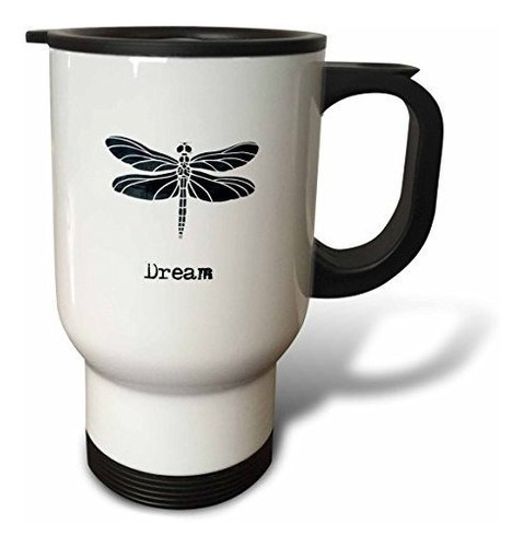 Vaso - 3drose Blue Dream Dragonfly Travel Mug, 14 Oz, White