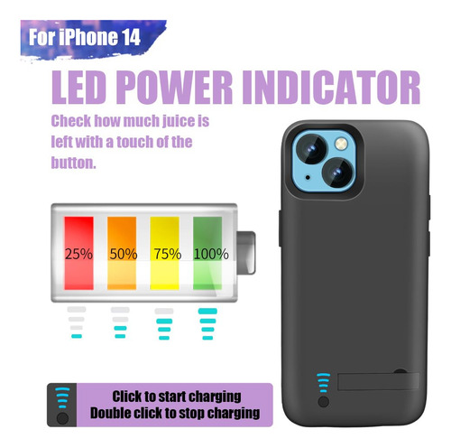 Funda De Batería Sitong Para iPhone 14 5000 Mah Negra