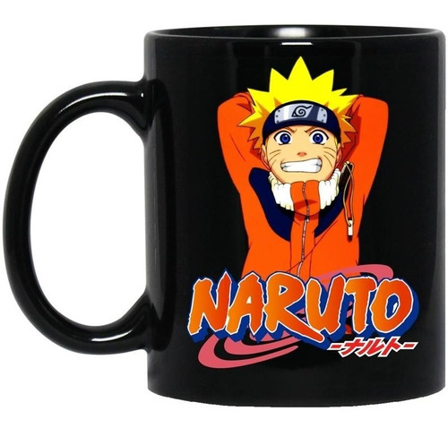 Mug Pocillo Negro Naruto Personalizado Recuadro + Caja Indiv