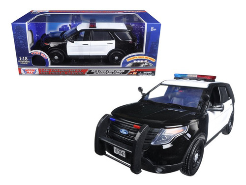 Ford Interceptor Policia 2015 Luz Y Sonido 1:18 Motor Max Color Blanco/negro