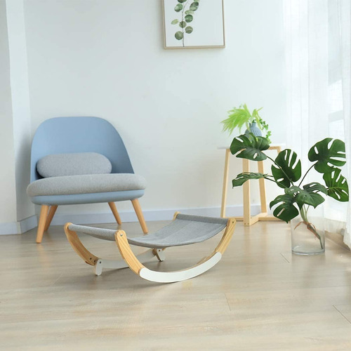 Imagen 5 de 8 de Cama Y Mecedora Para Gatos - Dos Funciones - Madera Y Tela