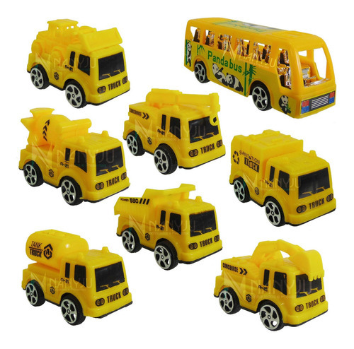 Mini Carrinhos De Fricção Construção Caminhão Trator Onibus Cor Amarelo