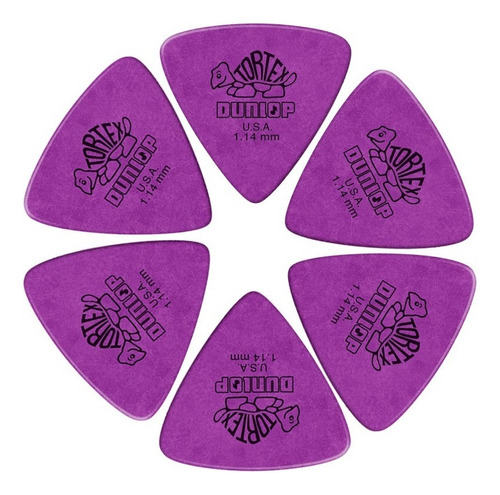 Dunlop Palhetas Tortex Triangles 1.14mm 6 Unid 431r1.14 Cor Roxo Tamanho 1,14mm