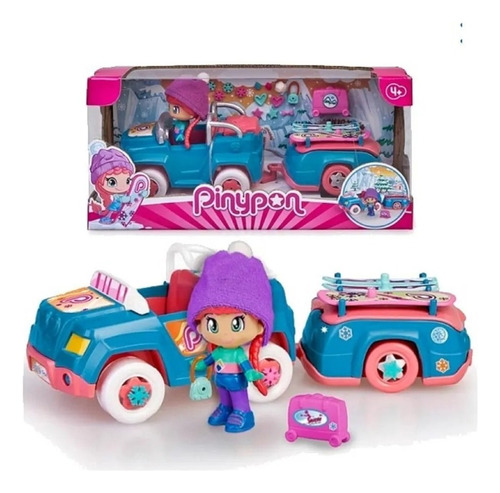 Pinypon Vehiculo Nieve Con Carrito 