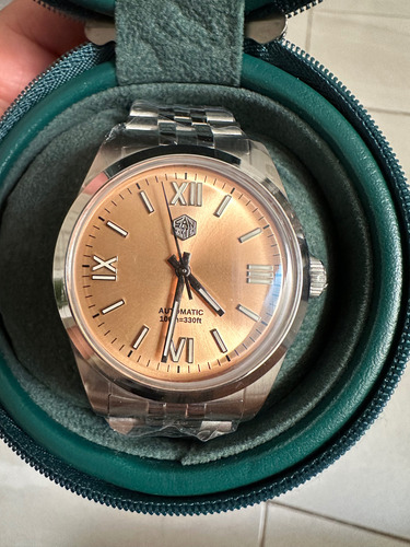 Reloj San Martín Dial Salmón (no Steeldive, Orient, Seiko Plateado Plateado Sunray Salmón (Usado)