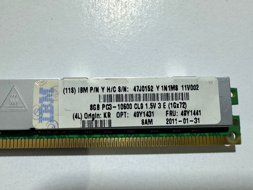Memoria Ram Ibm 47j0152 8gb Pc3-10600r Ddr3-1333 Reg (Usado)
