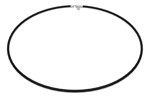 Collar Caucho Hombre Broche Plata 925 De 2mm X 50cm Agálea