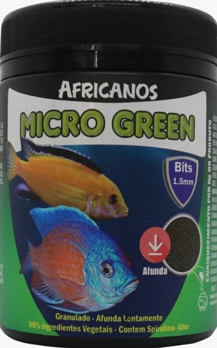Ração P/ciclídeos Africanos Microgreen-454g 1,5mm-maramar