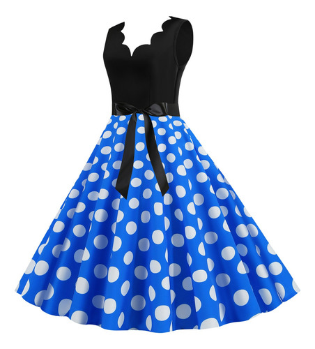 Minivestido Corto Estampado Sin Mangas Con Cuello En V Para
