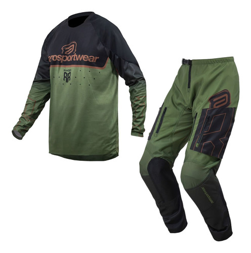 Conjunto Trilha Asw Ranger Verde Calça + Camisa Motocross Vx