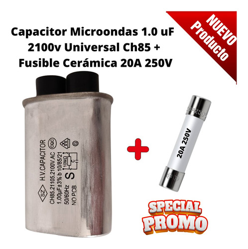 Capacitor Microondas 1.0 Uf 2100v Con Fusible 20a 250v