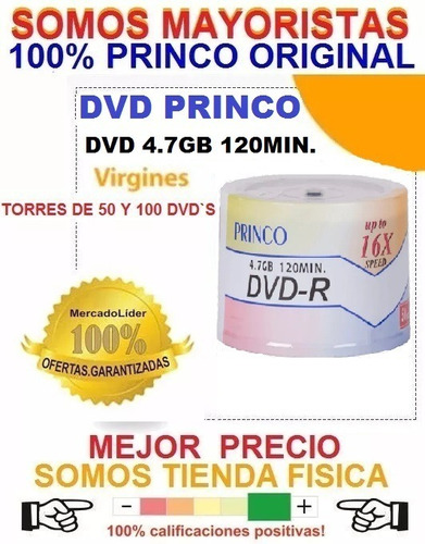 Dvd Virgen Princo Original 4.7 Gb 120 Min. 16x Rotulados