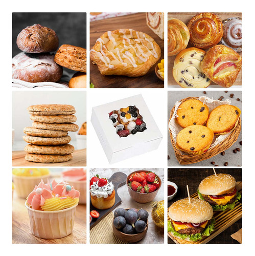 25 Cajas De Cartón Con Ventana Para Postres Portátiles Para Pasteles Cupcakes Galletas Dona 20cm*20cm