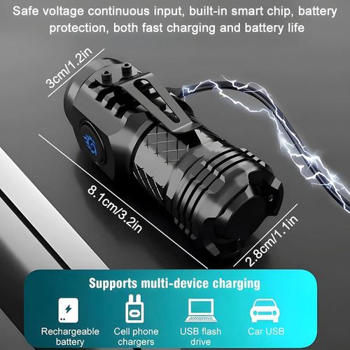 Db Mini Lámpara Táctica Recargable Impermeable Ultra Potente
