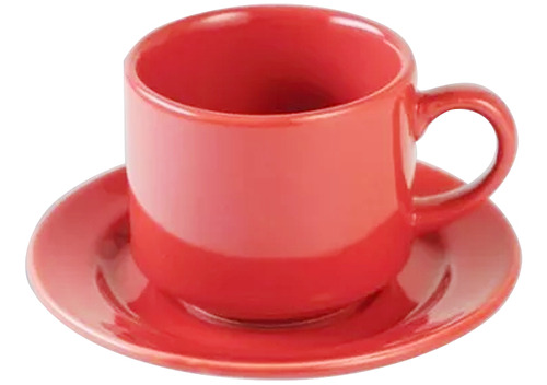 Set X6 Taza De Té Con Plato Biona Donna De Cerámica Kuchen Color Rojo