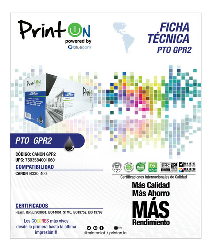 Imagen 2 de 3 de Toner Negro Compatible Con Canon Ir300 400 Printon