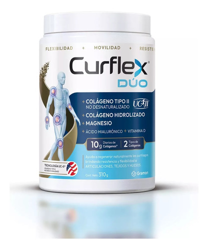 Curflex Dúo Polvo X310g Colágeno+magnesio+acidohialu+vitamd