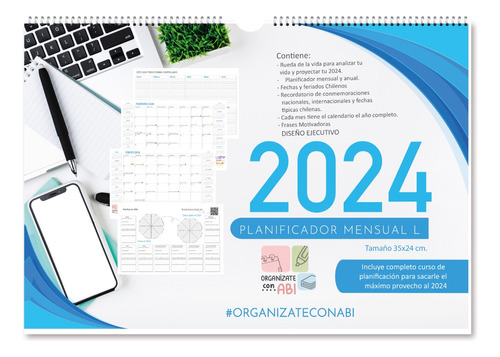 Planificador Mensual L 2024 Anillado Ejecutivo Planner