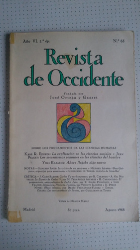 Karl Popper, Jean Piaget, Revista De Occidente N°65 