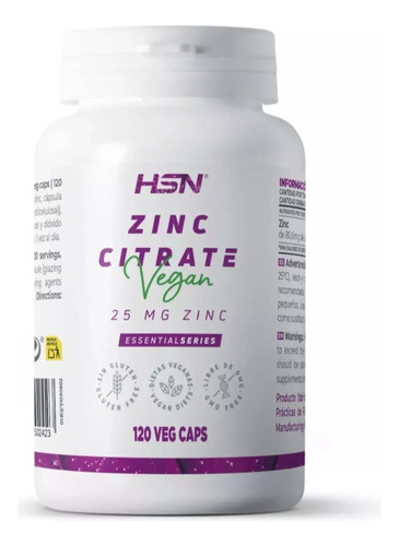 Vitaminas Zinc Citrato 25mg Concentrado / 120 Caps