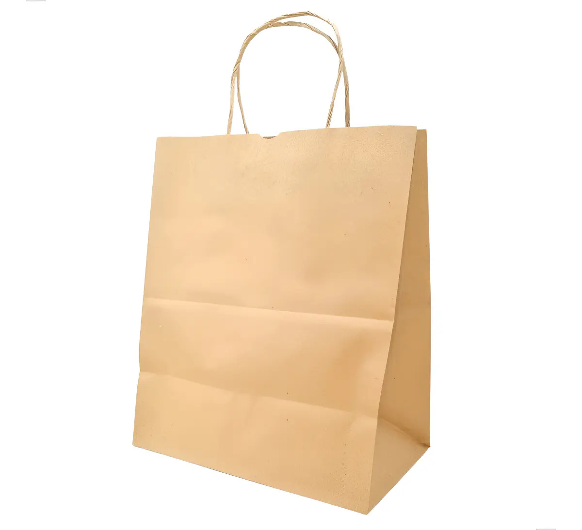 Sacola Papel Kraft Delivery Com Alça Torcida 25x15x29 Cm (50 Un) Embalagem Ecologica Entregas Cor Parda Lisa