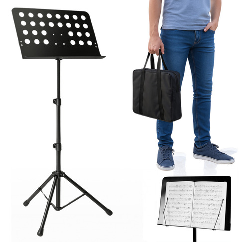 Estante Partitura Reforçada Maestro Pastas Músicos + Capa