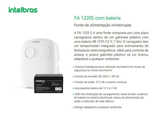 Fonte Alimentação Ininterrupta Fa 1220s + Bateria Intelbras